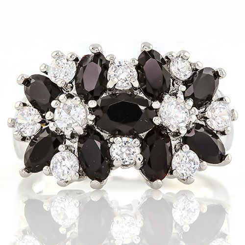 3.50ctw Dark Blue Sapphire & Diamonique Diamond Ring sz 8