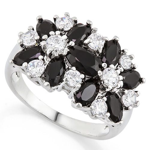 3.50ctw Dark Blue Sapphire & Diamonique Diamond Ring sz7