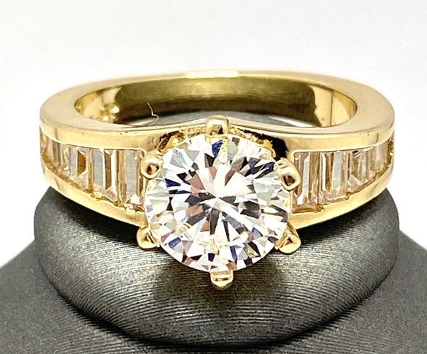 3.50ctw Round Brilliant Cut White Cubic Zirconia CZ Engagement Ring
