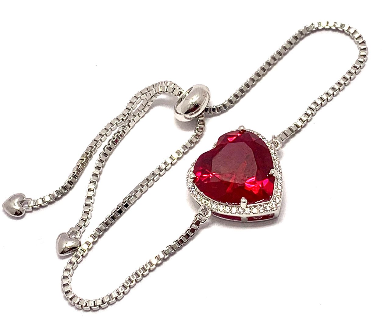 36.00ctw Ruby & Diamonique Diamond Adjustable Bracelet