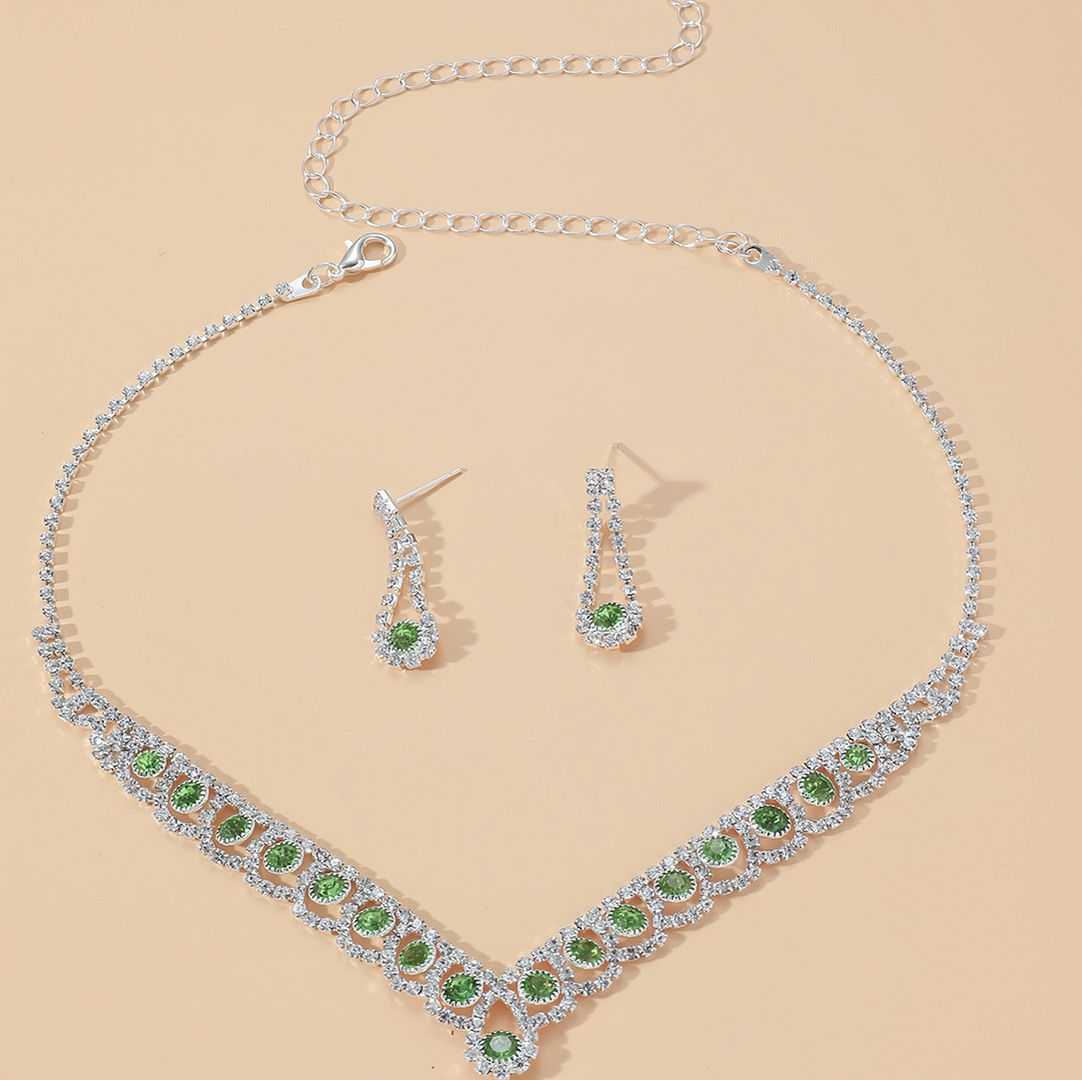 36.50ctw Peridot & CZ 18k Gold Overlay Necklace & Earrings Set