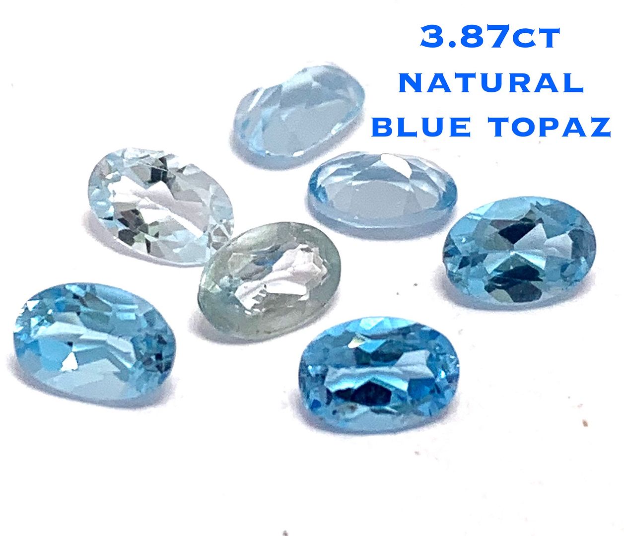 3.87ctw Lot of  Natural Brazilian Untreated Blue Topaz Gemstones