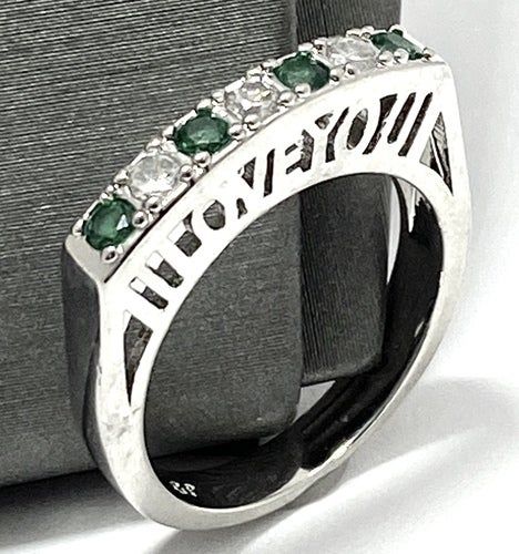 3mm Round Cubic Zirconia CZ "I Love You" Filigree Ring