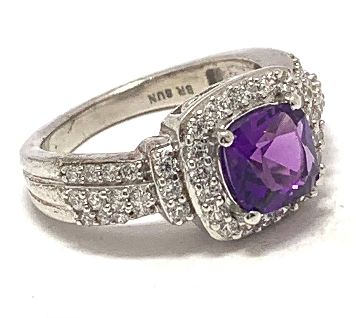 4.00ctw Amethyst & Diamonique Diamond Ring