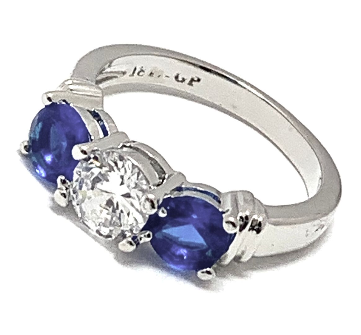 4.00ctw Diamonique Diamond & Sapphire Anniversary Ring