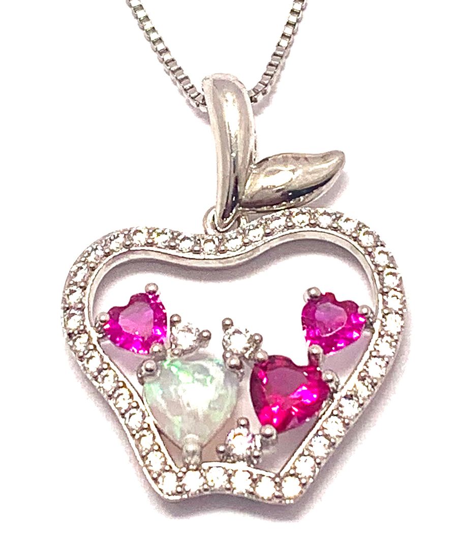 4.00ctw Opal, Ruby & Diamonique Diamond Necklace