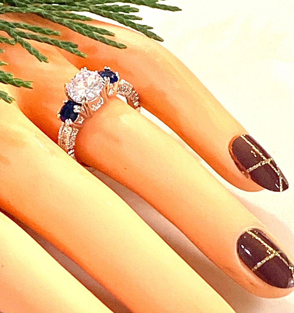 4.00ctw Sapphire & Diamonique Diamond Anniversary Ring Size 6.5