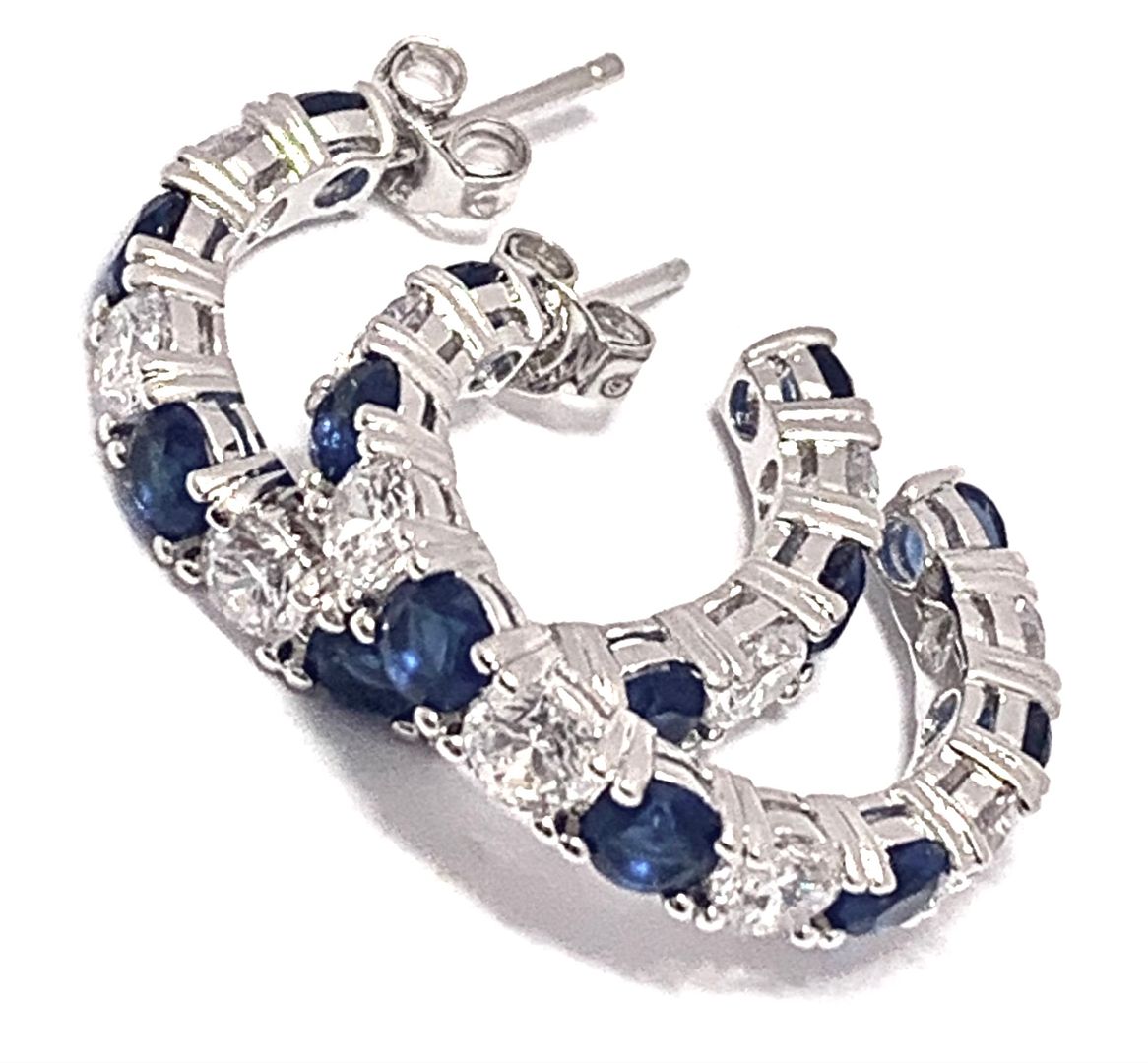 4.00ctw Sapphire & Diamonique Diamond Hoop Earrings