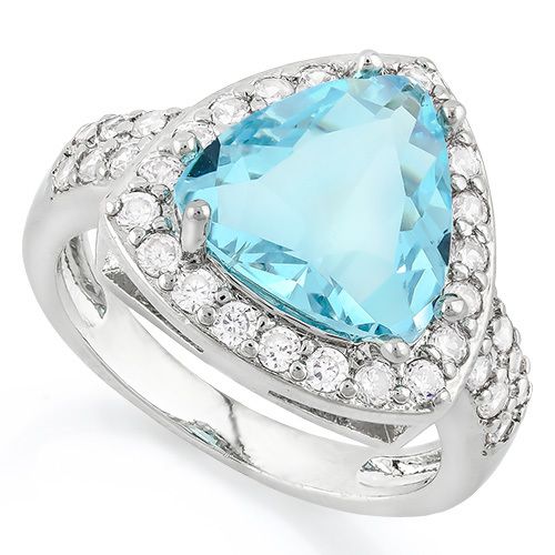 4.30ctw Blue Topaz & White Sapphire Ring  sz8