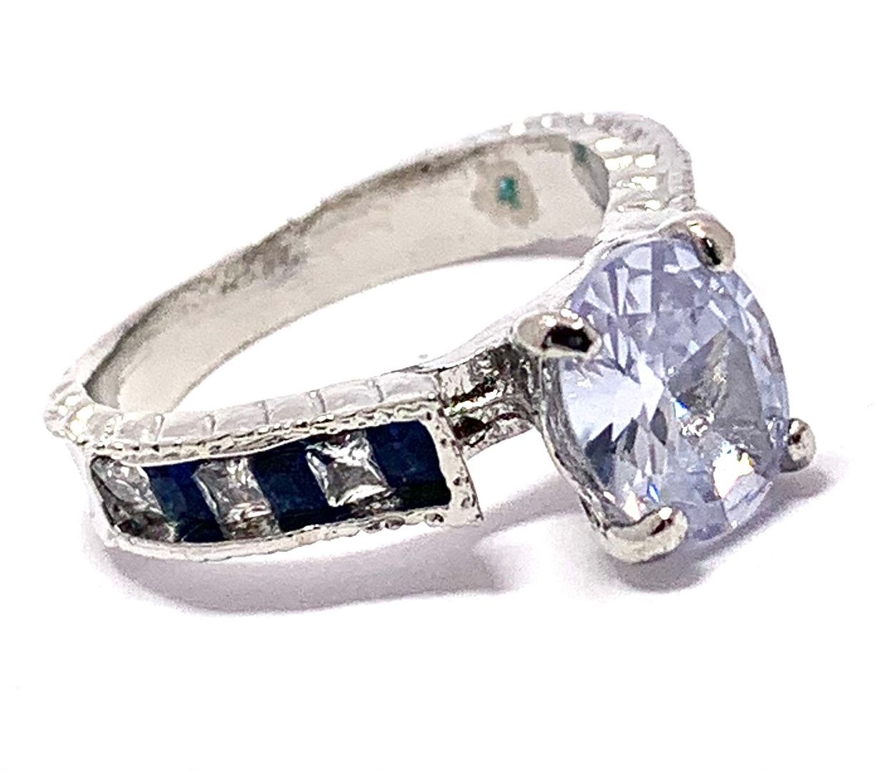4.50ctw Sapphire & Cubic Zirconia 18k White Gold Overlay Bridal Ring