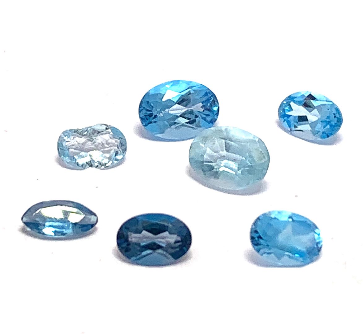 4.68ctw Lot of 7 Natural Brazilian Untreated Blue Topaz Gemstones