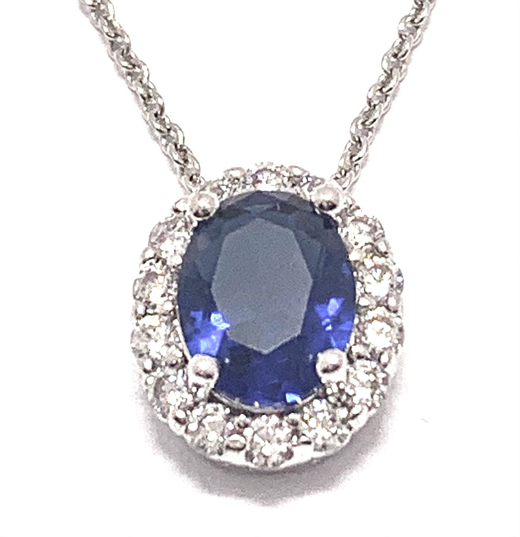 4.75ctw Sapphire  & Diamonique Diamond Necklace