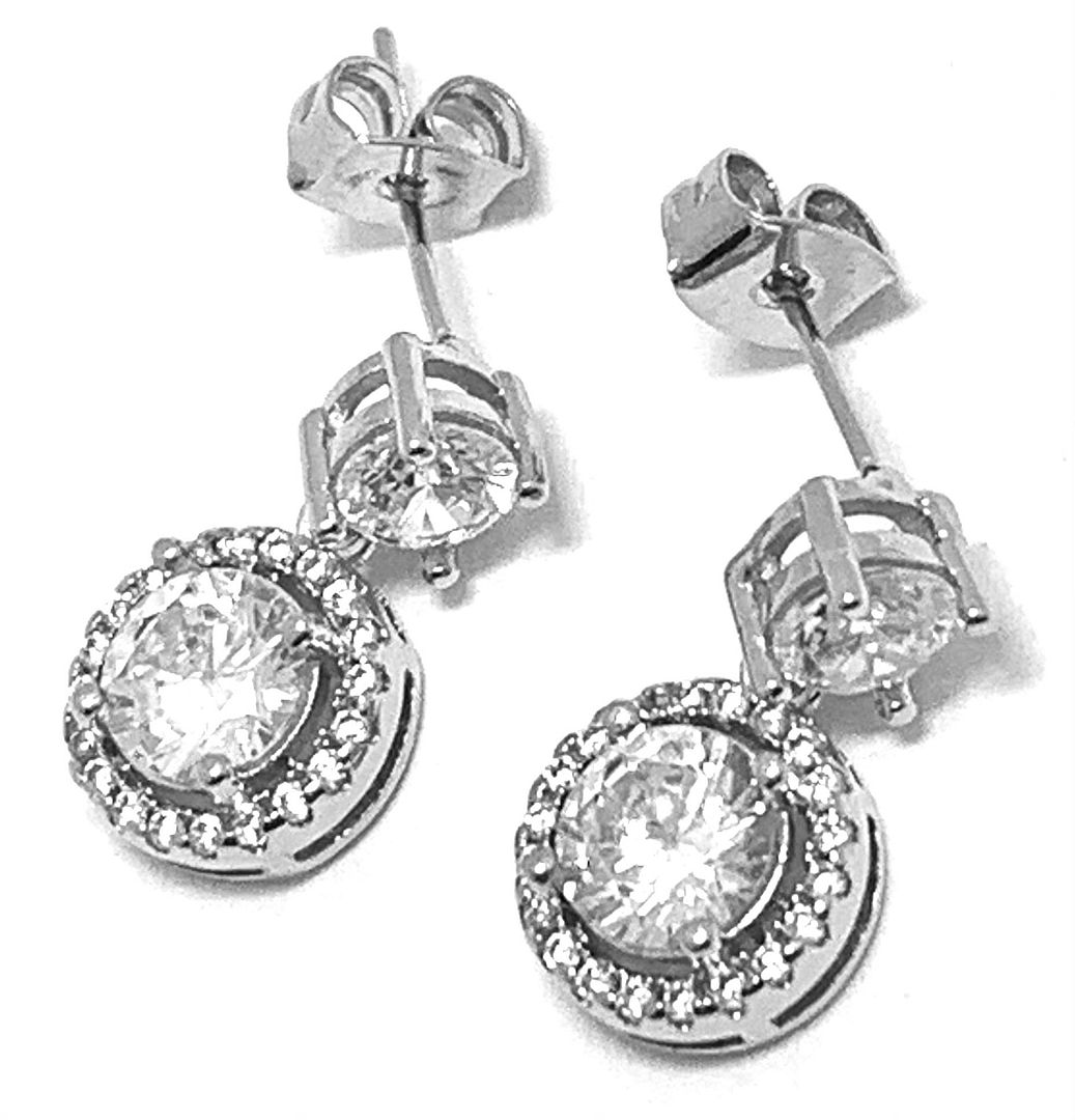 5.00ctw Diamonique Diamond Dangle Earrings 18K White Gold Ovr