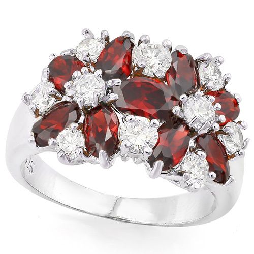 5.00ctw Garnet & White Sapphire Ring sz6