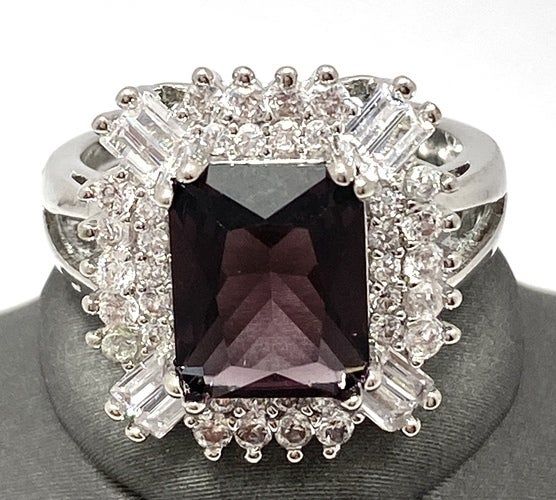5.10ctw Amethyst and White Sapphire Ring