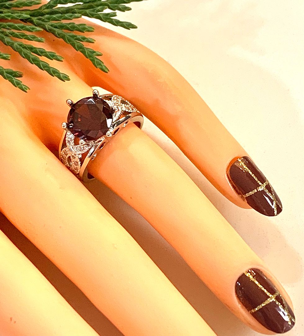 5.25ctw Garnet  &  Diamonique Diamond Ring Size 7