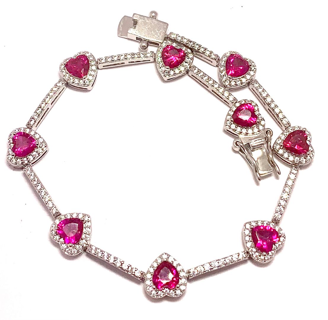 5.50ctw Ruby & Diamonique Diamond Tennis Bracelet in 18K Gold Overlay – Designer Inspired