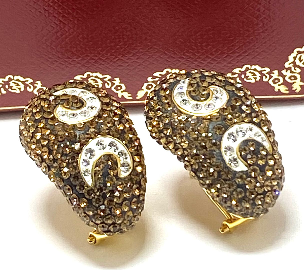5.75 ctw Cognac & White Diamonique Diamond Earrings