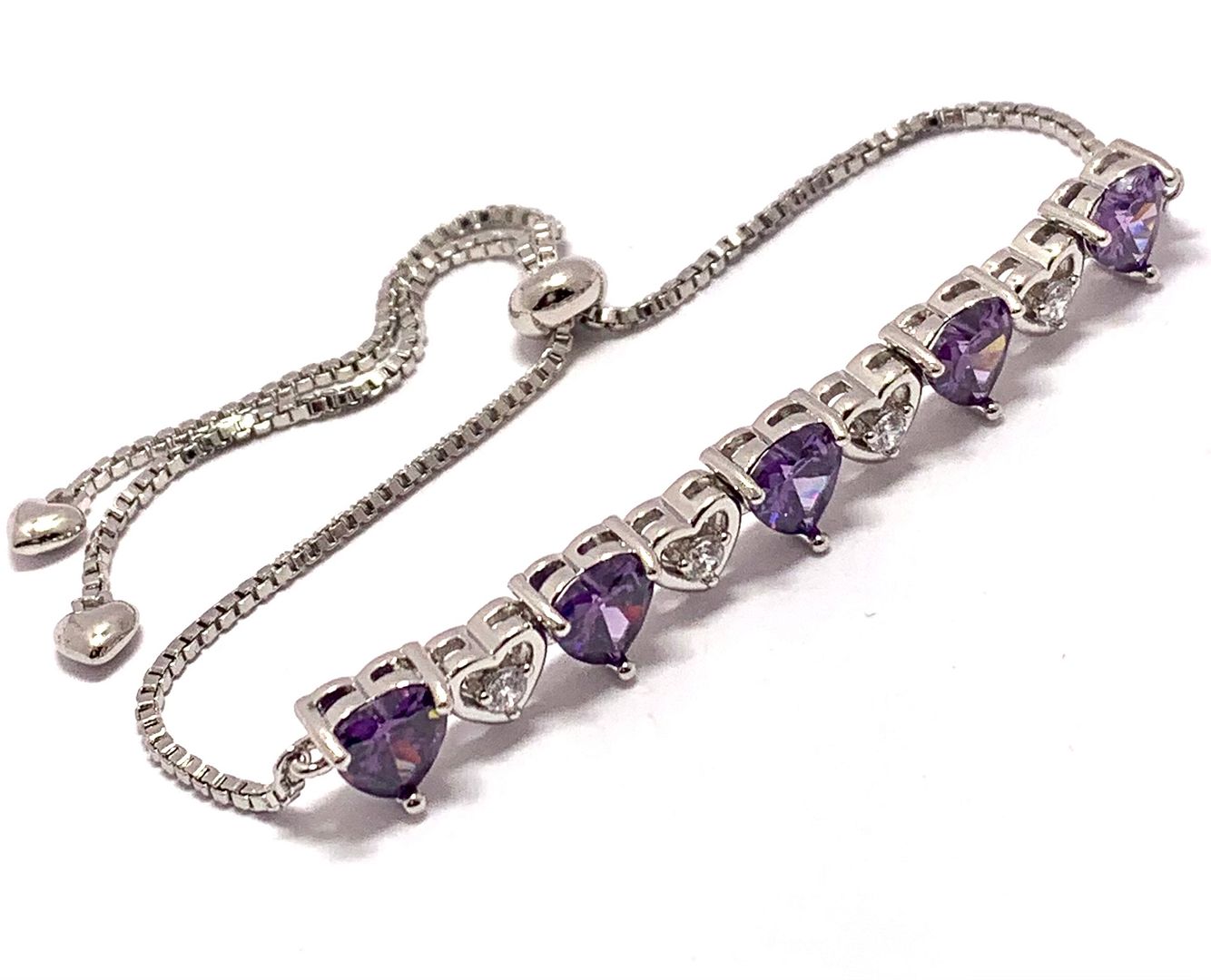 6.00ctw Amethyst & Diamonique Diamond Adjustable Tennise Bracelet