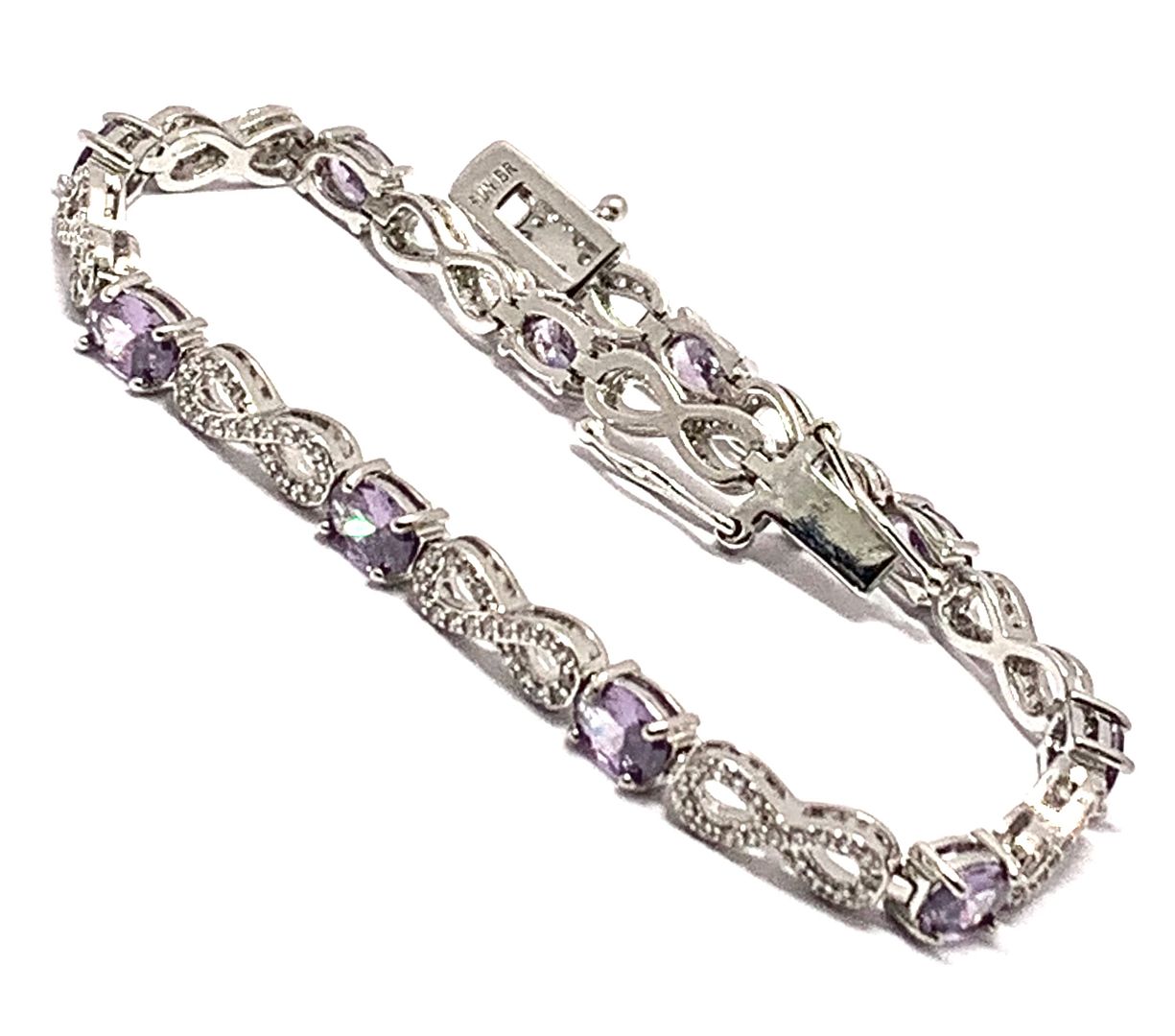 6.00ctw Amethyst & Diamonique Diamond Tennis Bracelet