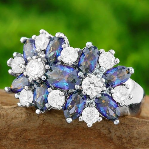 6.00ctw Mystic Topaz & White Sapphire Ring sz 6