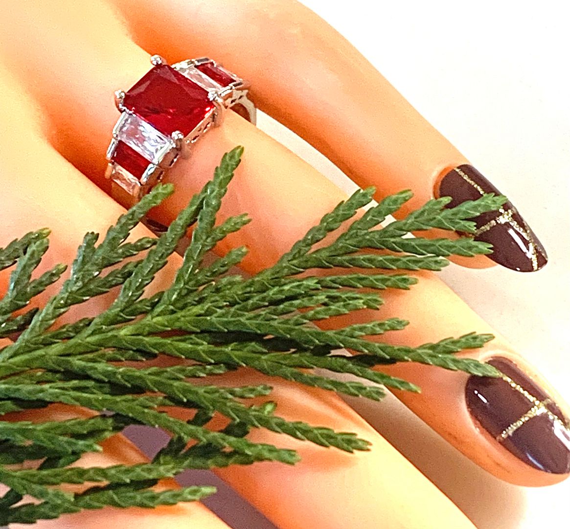 6.00ctw Ruby & Diamonique Diamond Anniversary Ring Size 7