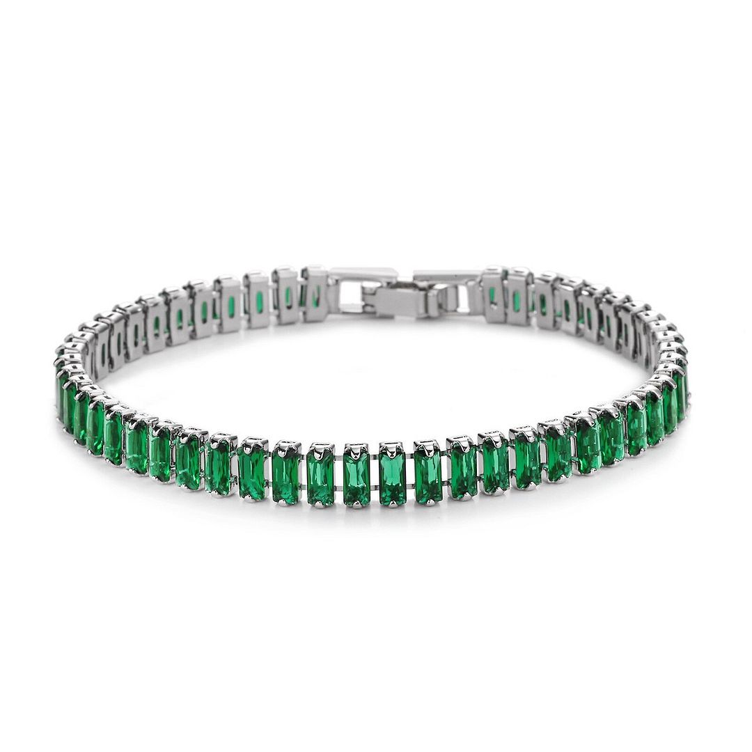 7.00 ctw Baguette Emerald Tennis Bracelet