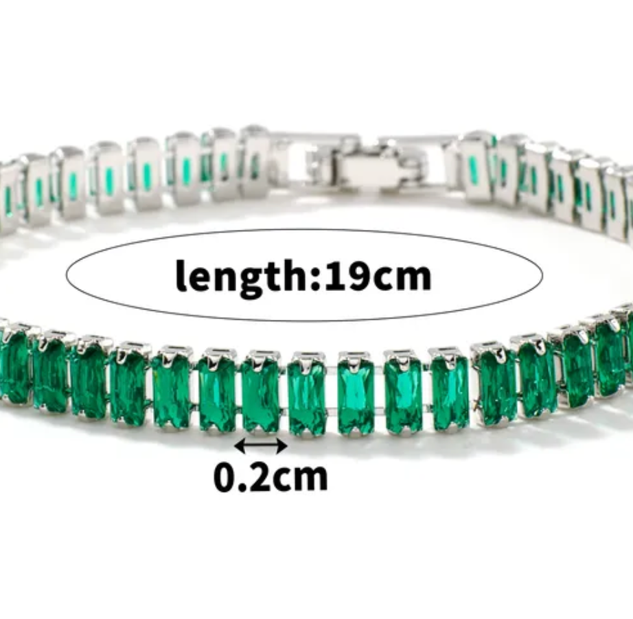 7.00ctw Emerald Cut Emerald Straight Line Design Tennis Bracelet