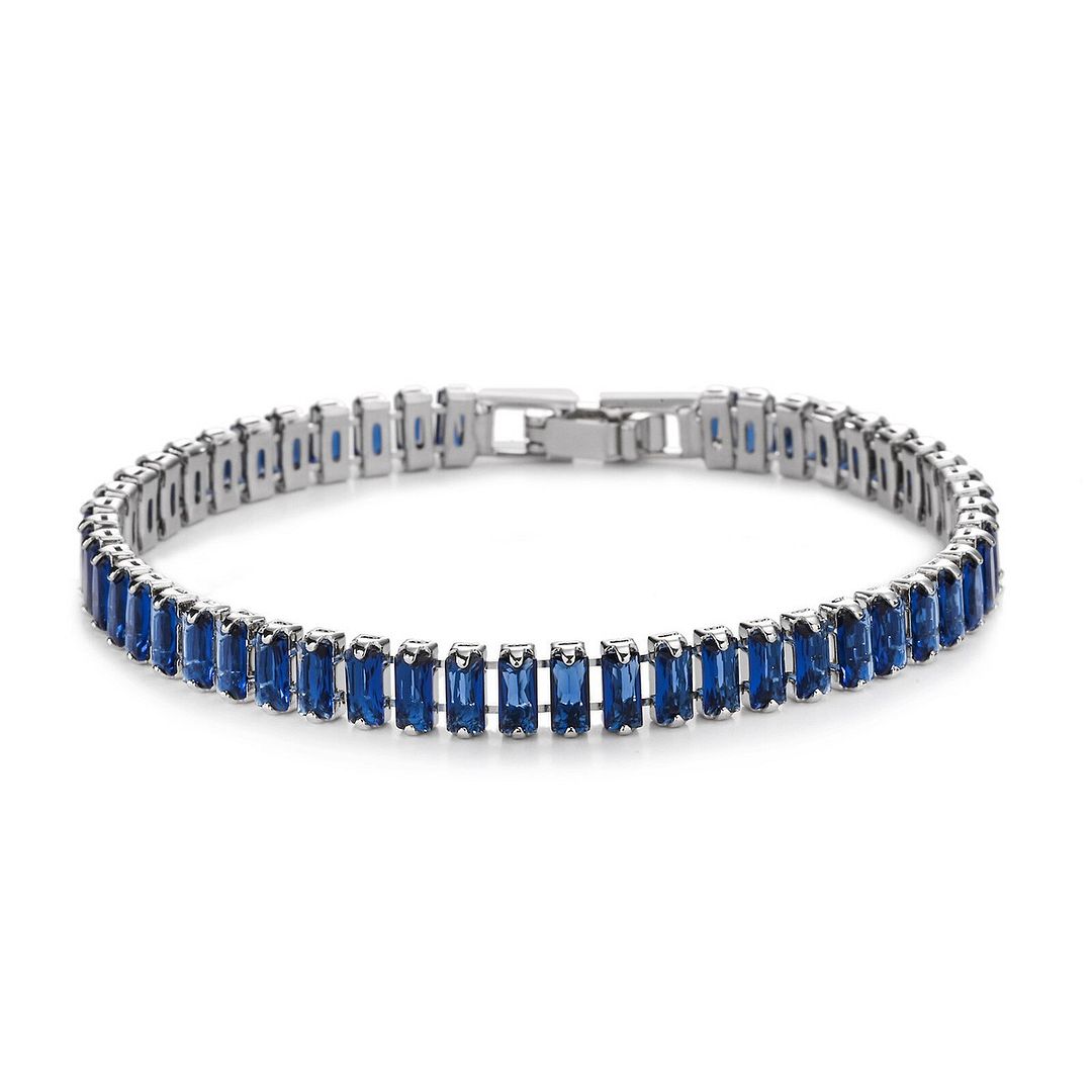 7.00ctw Emerald Cut Sapphire Straight Line Design Tennis Bracelet