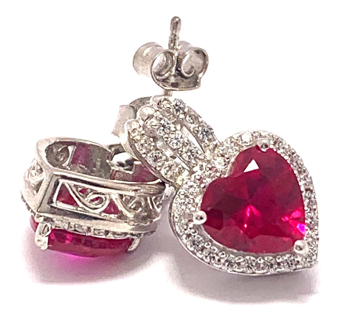 7.00ctw Ruby & Diamonique Diamond Traditional Design Stud Earrings