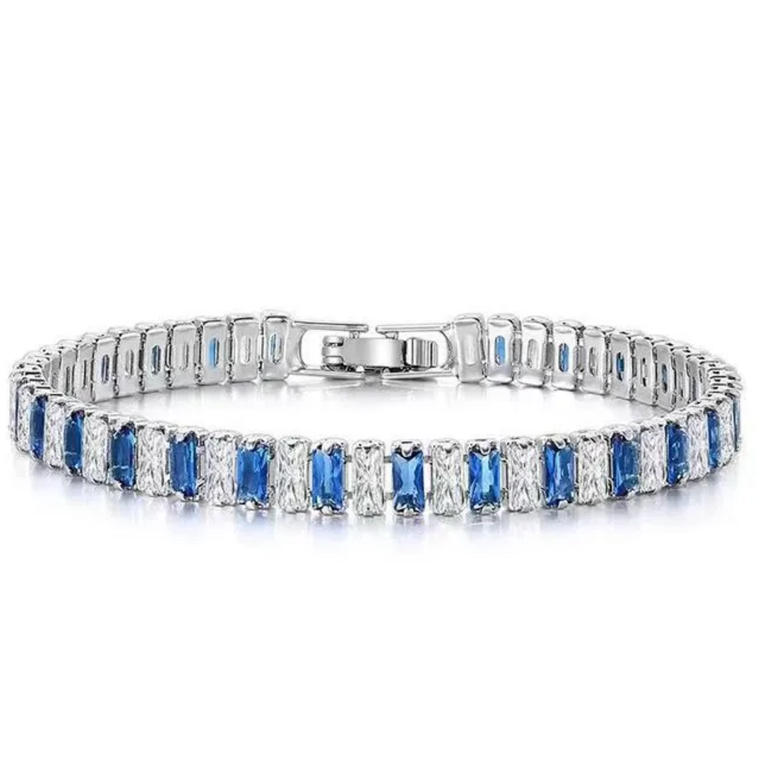 7.00ctw VVS-F Quality Diamonique Diamond & Blue Topaz Tennis Bracelet