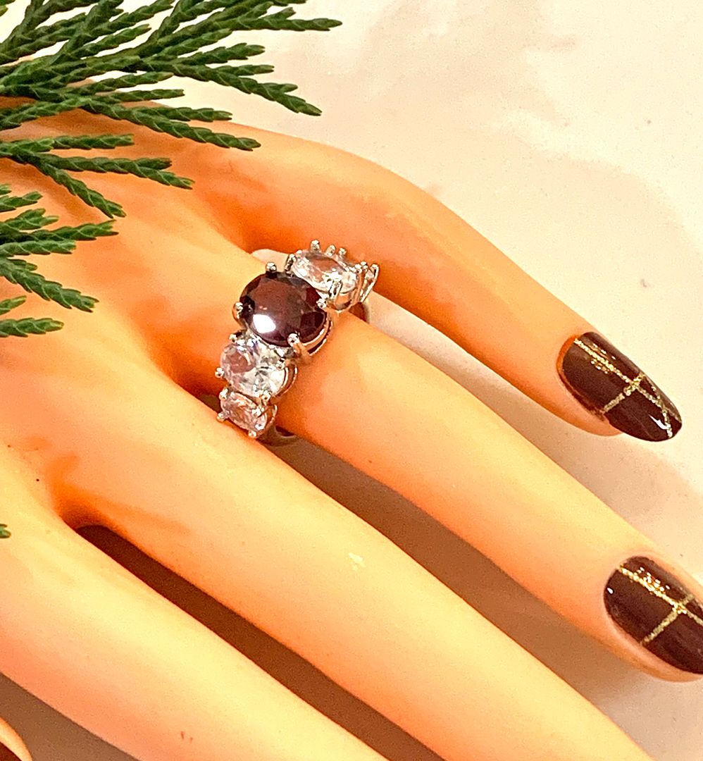 8.00ctw Garnet & Diamonique Diamond Ring Size 7