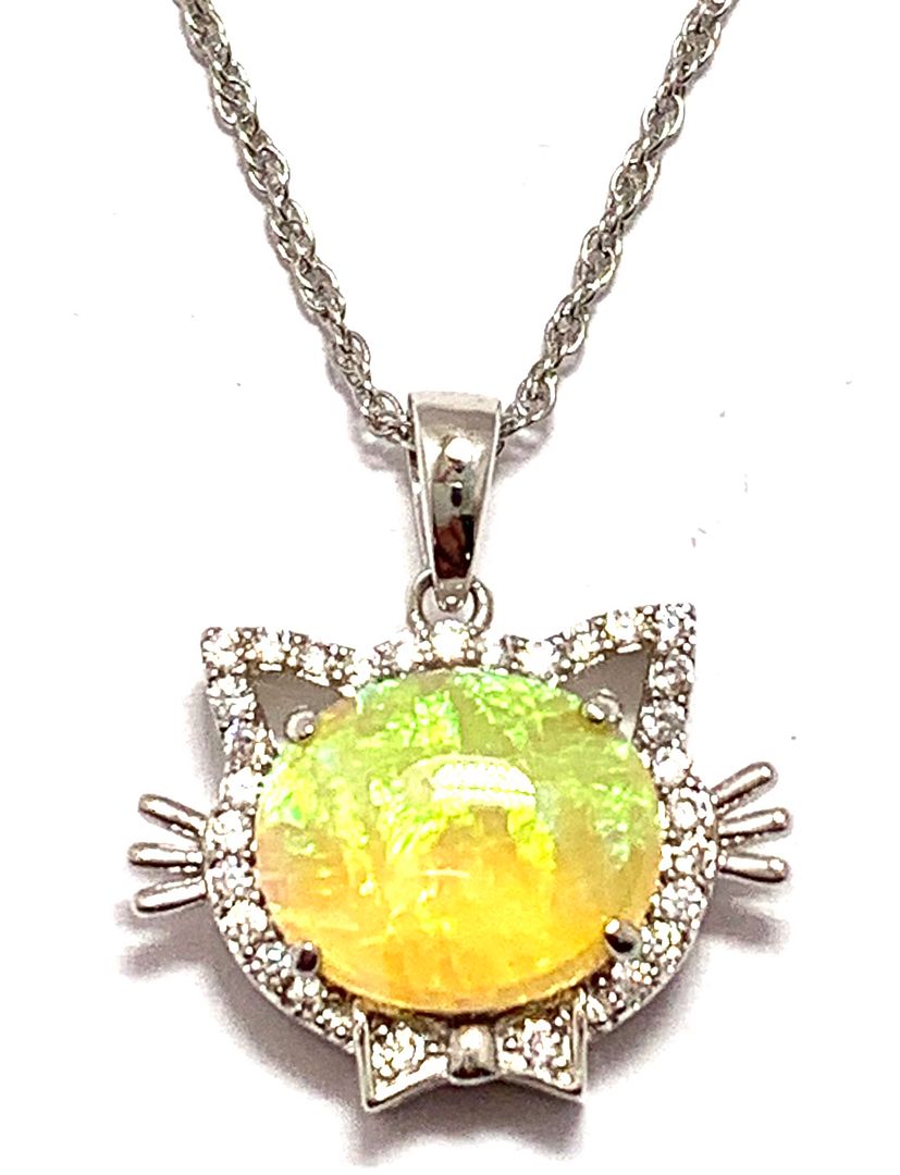 8.50ctw Opal & Diamonique Diamond Necklace in 18K Gold Overlay – Designer Inspired