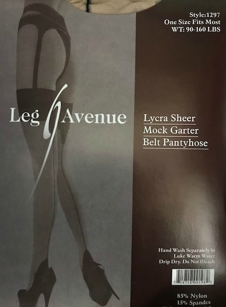 Leg Avenue Womens Sheer Garter Belt Pantyhose