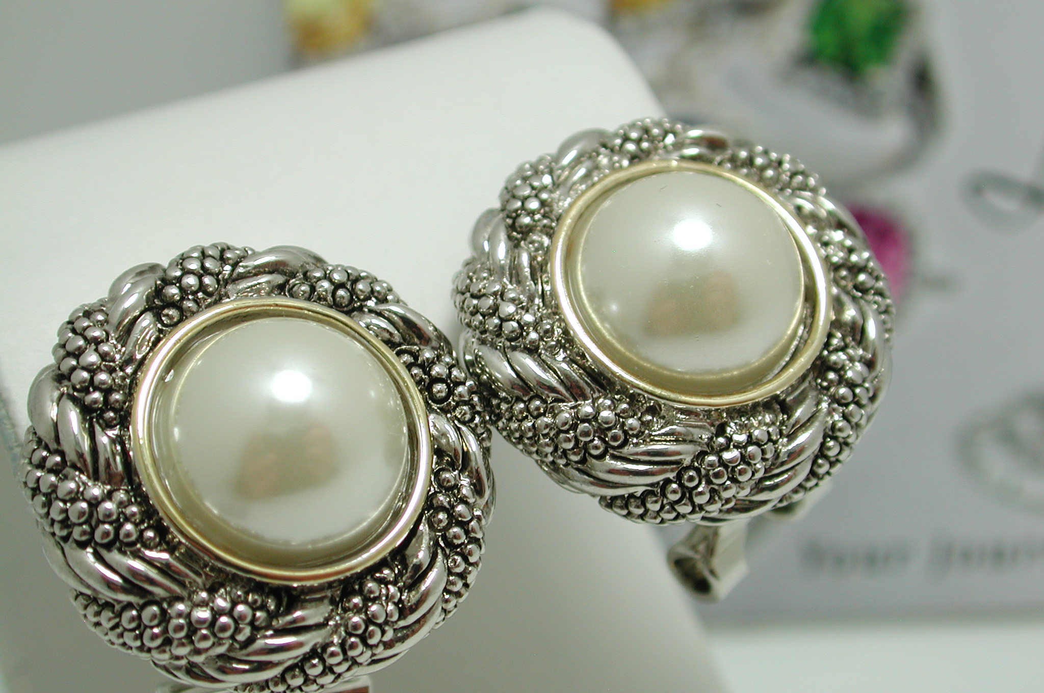 12mm Mabe Pearl, Platinum & 14k Yellow Gold Plated Omega Backs Earrings ...