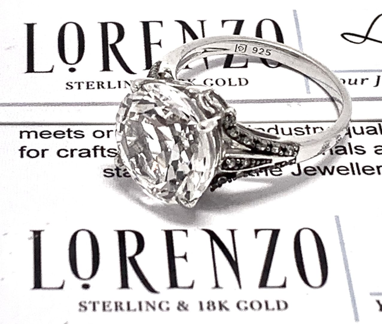 $89 COLORE SG Lorenzo 18K WG & .925 Sterling Silver 8.00ctw Genuine White Topaz Ring
