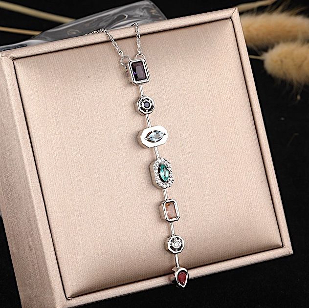 9.00ctw Multicolor Stones & Diamonique Diamond  Necklace