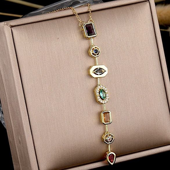 9.00ctw Multicolor Stones & Diamonique Diamond  Necklace