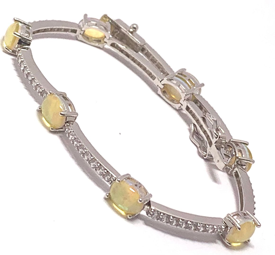 9.00ctw  Opal & Diamonique Diamond  Tennis Bracelet