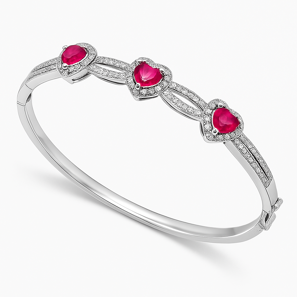 9.00ctw Ruby & Diamonique Diamond Bangle Bracelet in 18K Gold Overlay – Designer Inspired