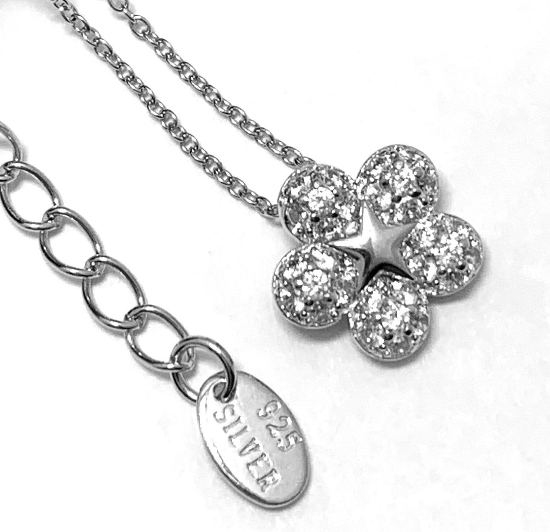 .925 Sterling Silver & 14k White Gold 0.20ctw Diamonique Diamonds Necklace