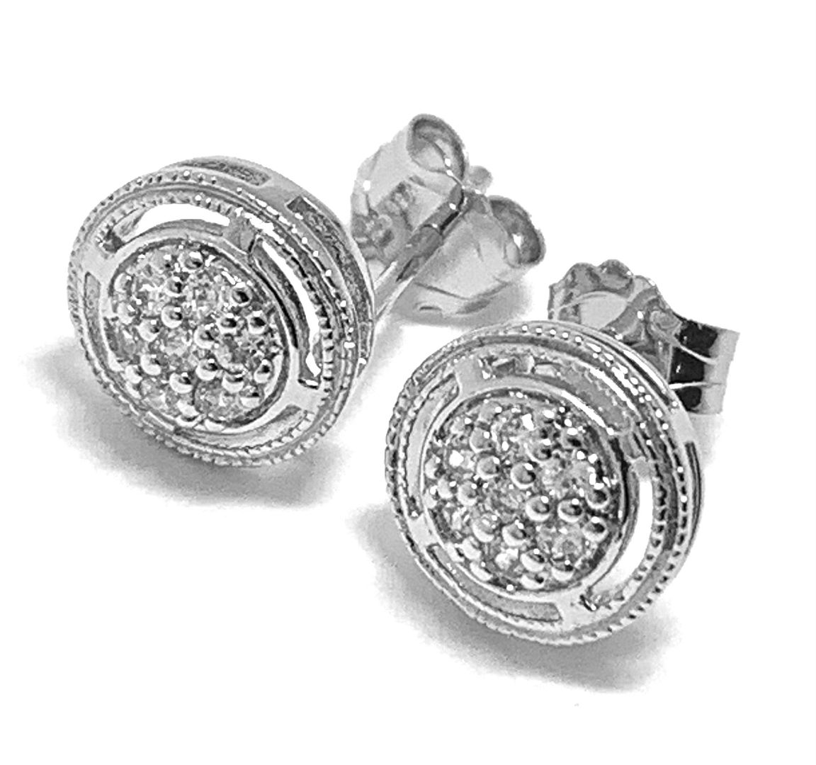 .925 Sterling Silver & 14k White Gold 0.25 ctw  Diamonique Diamonds  Stud Earrings