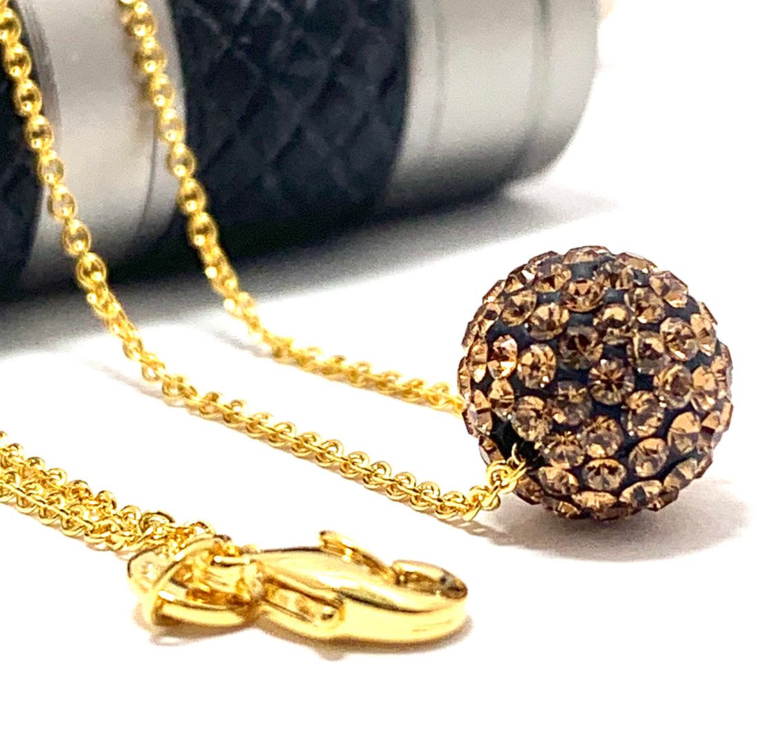 .925 Sterling Silver & 14k Yellow Gold  1.00ctw Cognac Topaz Necklace