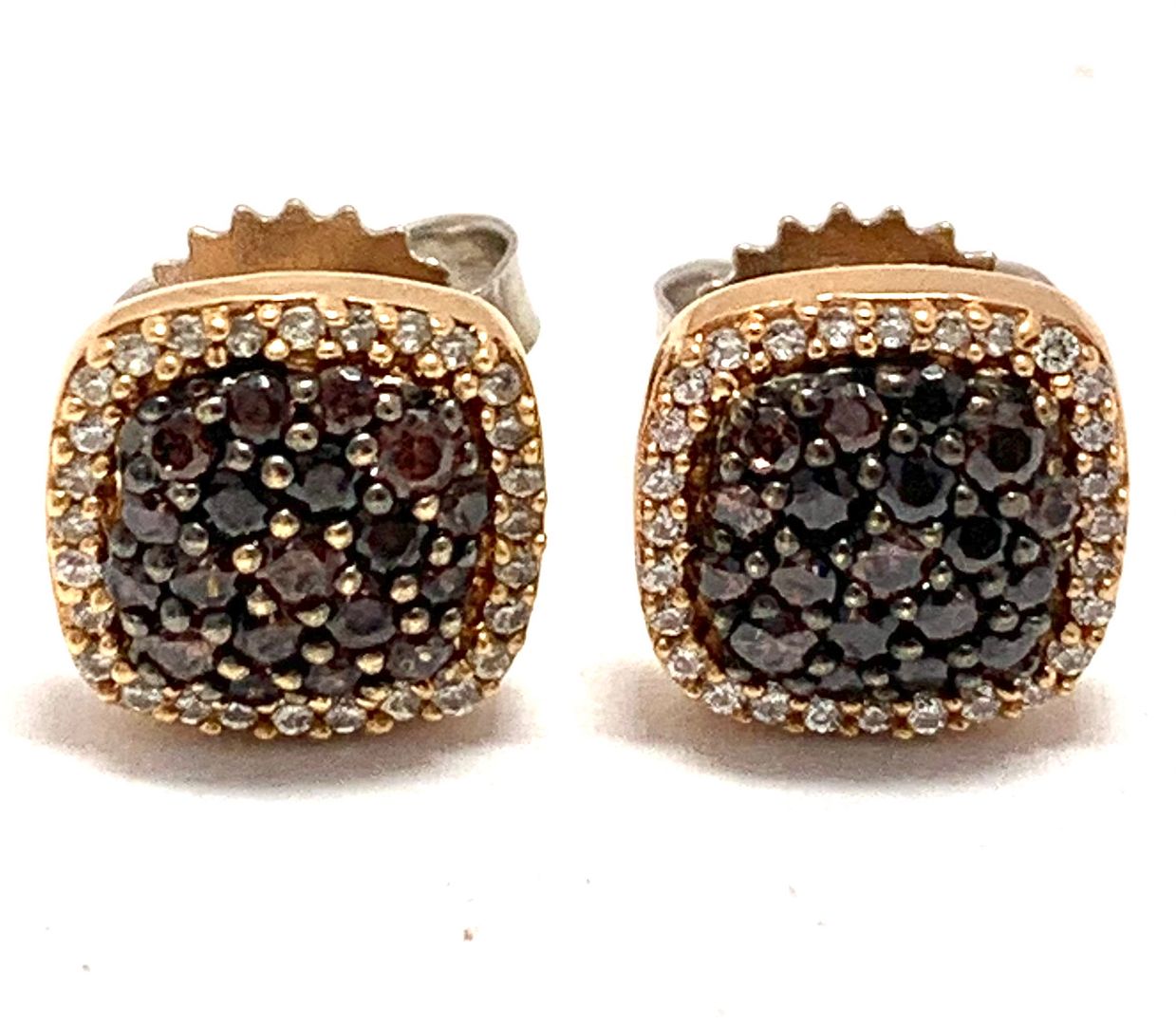 .925 Sterling Silver & 18k Rose Gold Chocolate Collection Earrings