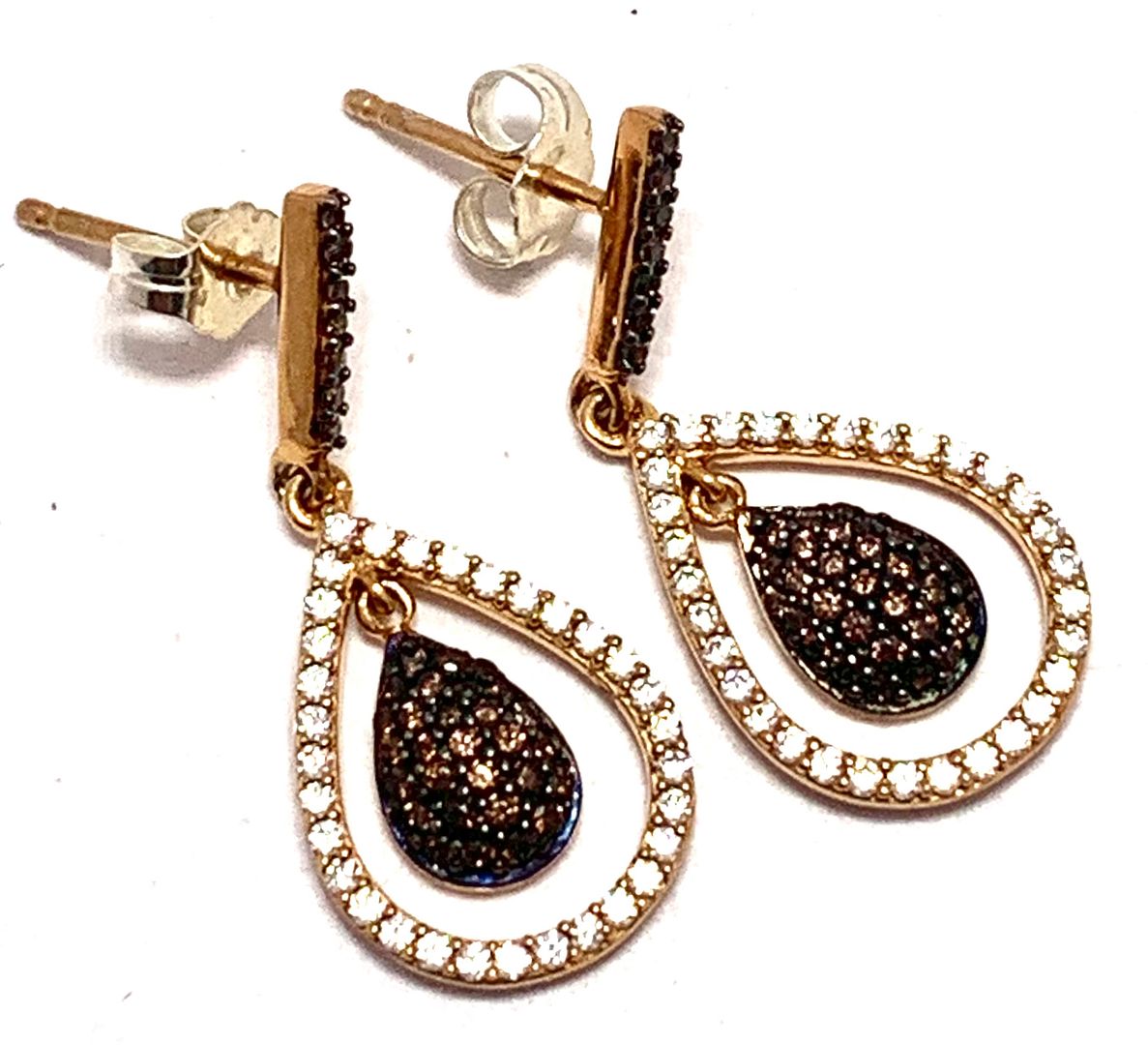 .925 Sterling Silver & 18k Rose Gold Chocolate Collection Earrings
