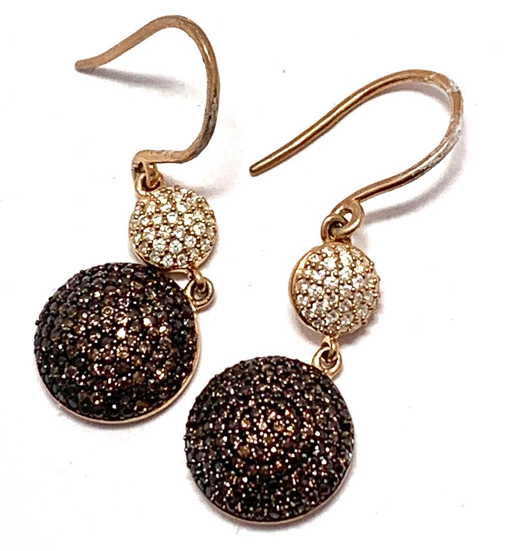 .925 Sterling Silver & 18k Rose Gold Chocolate Collection Earrings