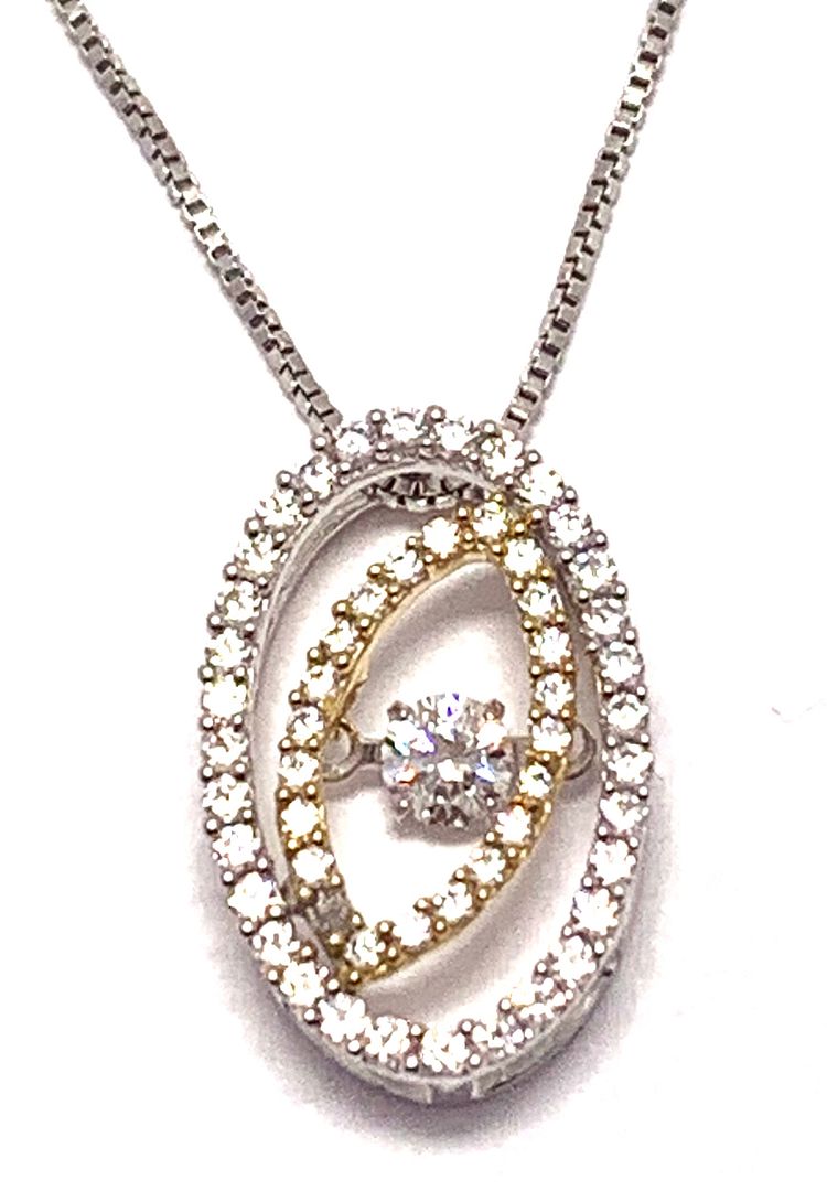 .925 Sterling Silver & 18k White Gold 1.00ctw Diamonique Diamond Necklace