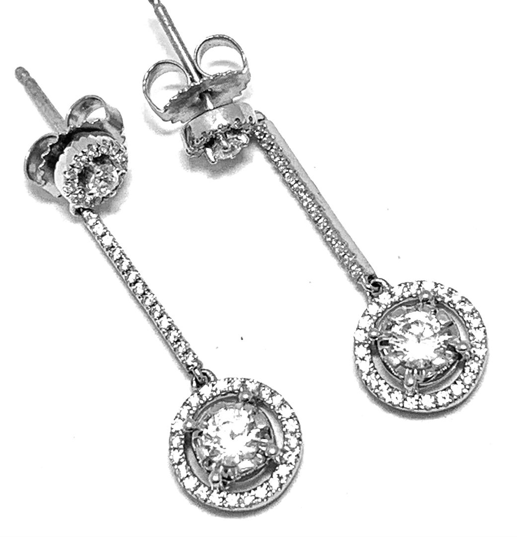 .925 Sterling Silver & 18k White Gold 1.50ctw Diamonique Diamond Earrings