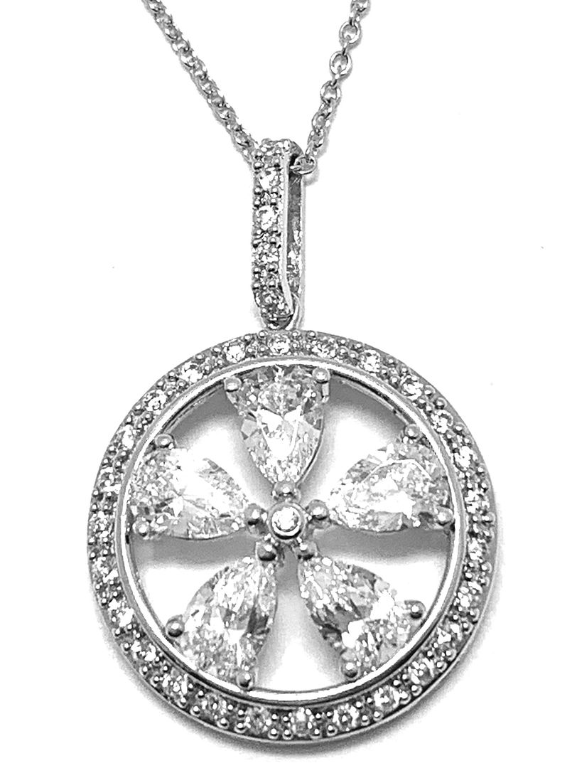 .925 Sterling Silver & 18k White Gold 5.75ctw Diamonique Diamond Necklace