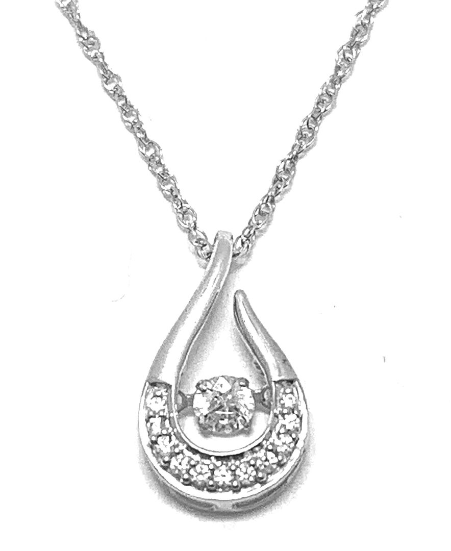 .925 Sterling Silver 18k White Gold Dancing Diamond Design Necklace